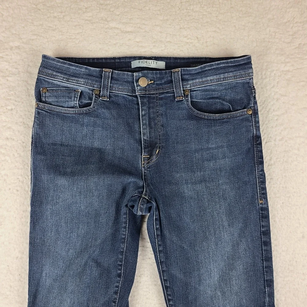 Fidelity Jeans Men 34x28 Blue Slim Straight Jimmy KRUSH Medium Wash Denim HEMMED